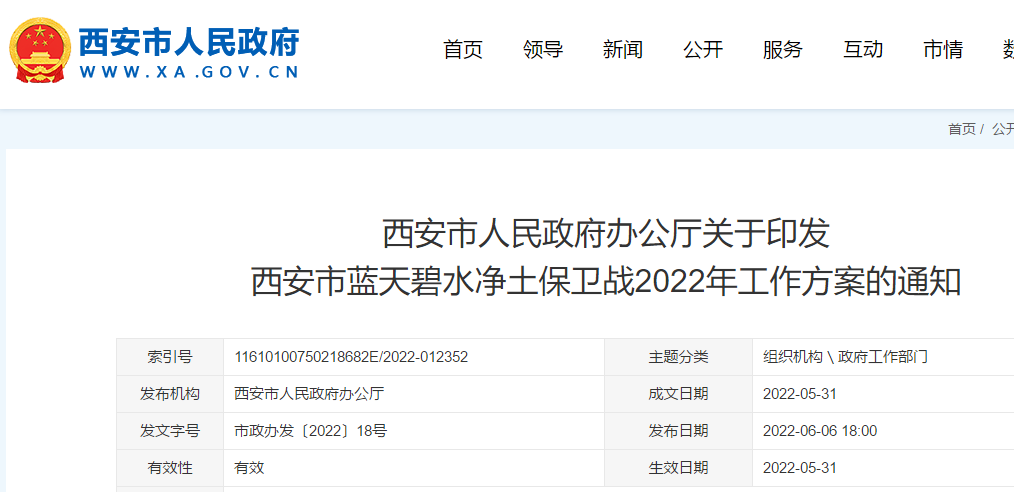 西安市藍天保衛戰2022年工作方案